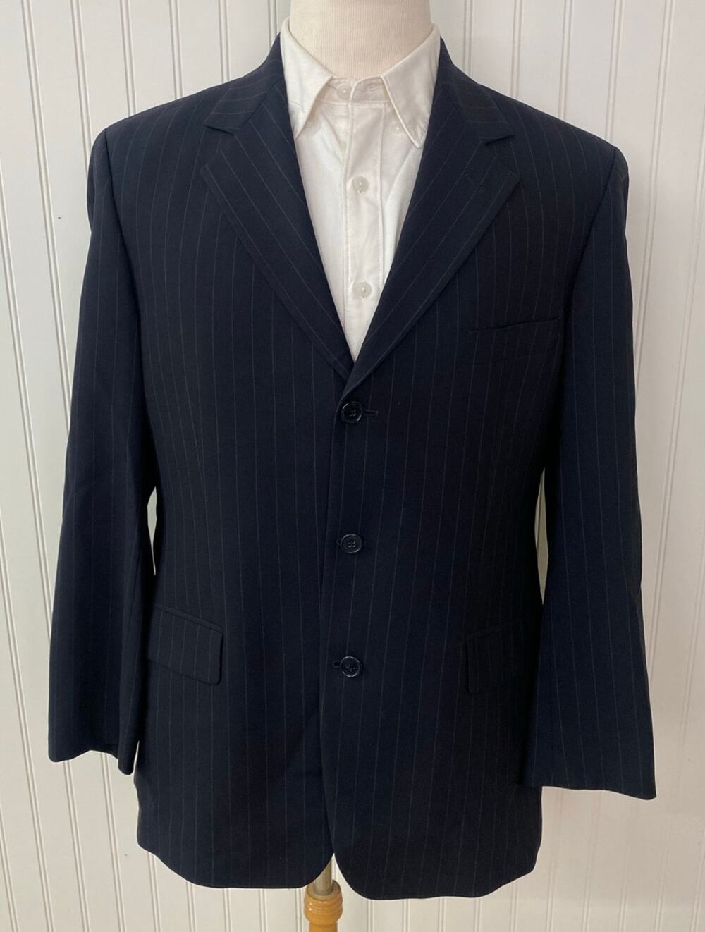 VTG Brooks Brothers Brooksease 3-button pin-stripe wool suit jacket blazer, 42R